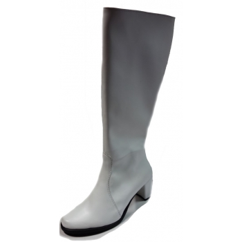 Eleganckie Białe Kozaki Skórzane 37