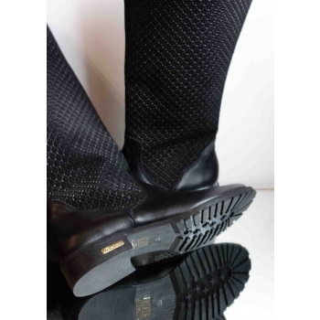 Ażurowe Skórzane Kozaki 39