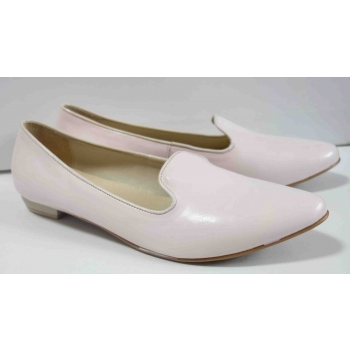 Eleganckie skórzane baletki w kolorze pudrowego różu