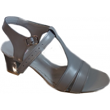 Sandały obcasowe z naturalnej skóry, jasny popiel, teg H 38