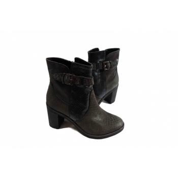 Botki Skórzane Słupkowe 8 cm Stalowy 38