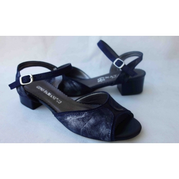 Wygodne Skórzane Sandały, Granat, Rozmiar 37