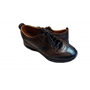 Eleganckie Skórzane Buty Sportowe Brązowe 45
