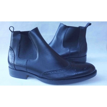 Eleganckie czarne sztyblety męskie, skóra naturalna, rozmiar 42