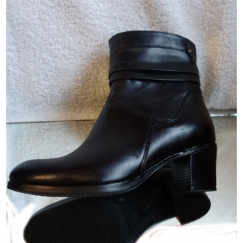 Eleganckie Botki Skórzane Czarne 5.5cm obcas