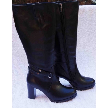 Kozaki Damskie Skóra Szeroka Cholewka 38 cm