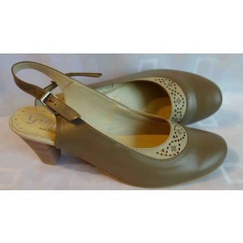 50% ZNIŻKI - Skórzane sandały damskie obcas 40