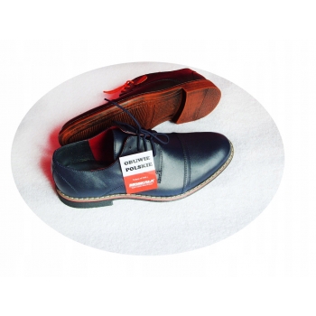 Eleganckie Męskie Buty Skórzane - Granat 40