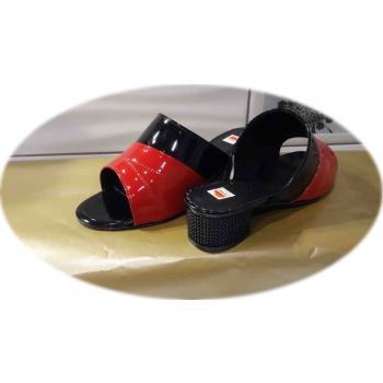 Czarne Klapki Skórzane 6cm Obcas - Nr.39