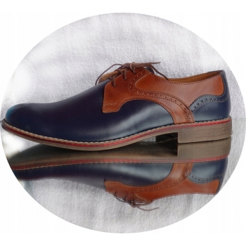 Skórzane Męskie Buty Granat Brąz 39