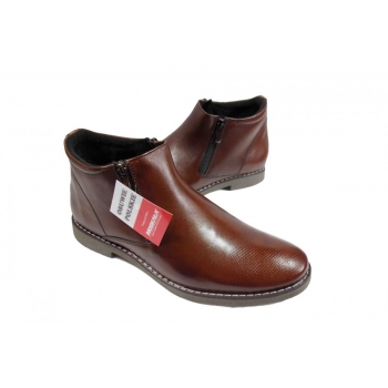 Kozaki męskie ze skóry naturalnej, zamki, brązowy - Rozmiar 42