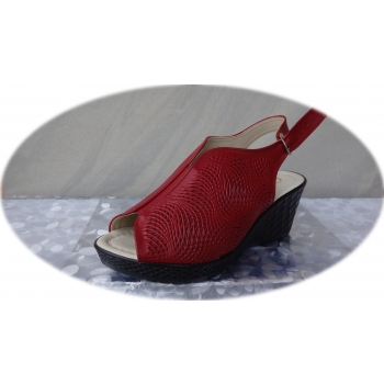 Sandały damskie skórzane, czerwone, 6,5cm, nr.41