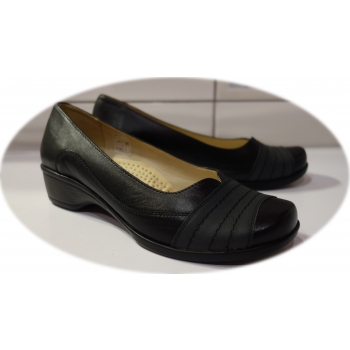 Mokasyny damskie czarne koturn 3,5cm