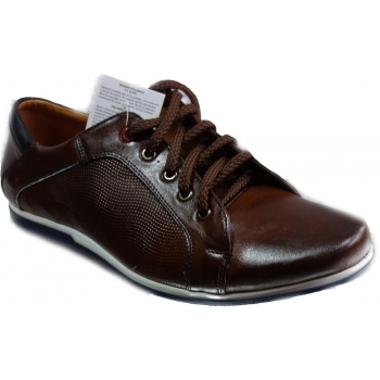 Eleganckie Męskie Buty Skórzane, Brązowe - 41