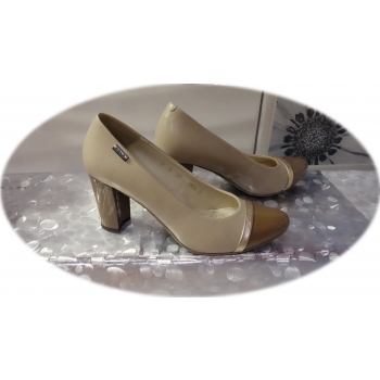 Eleganckie czółenka damskie - beż 7,5cm, nr. 37