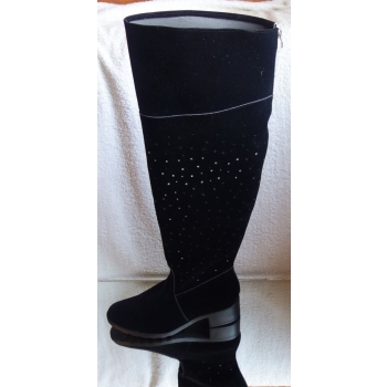 Eleganckie Kozaki Zamszowe na Wymiar, Czarne - Rozmiar 37