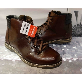 Męskie trzewiki skórzane brązowe 45