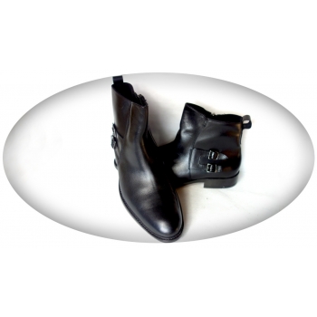 Czarne eleganckie męskie sztyblety skórzane 40 cm