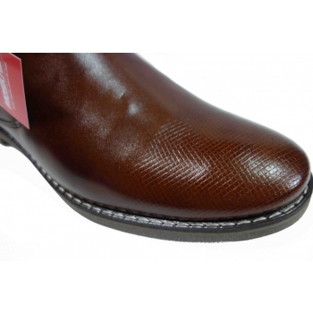 Kozaki męskie ze skóry naturalnej, zamki, brązowy - Rozmiar 42