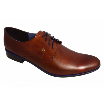 Męskie Półbuty Eleganckie - Skóra Naturalna - Brązowe (Rozmiar 42)
