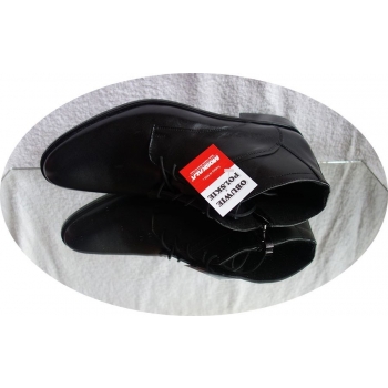 Eleganckie skórzane trzewiki męskie, czarne, rozmiar 39