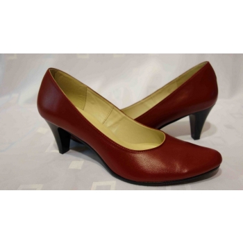 Czerwone Skórzane Czółenko 7 cm - Rozmiar 38