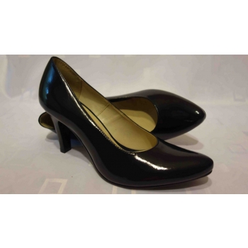Eleganckie Skórzane Czółenko Granat 8,3 cm 35