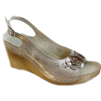 Sandały ze skóry naturalnej, złoty kolor, rozmiar 37