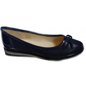 Eleganckie Baletki Skórzane Granatowe H37