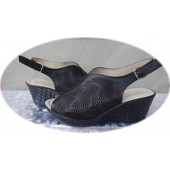 Sandały Damskie Skórzane Czarne 6,5cm - Nr.37