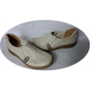 Buty Mokasyny Beżowe - Skóra Naturalna - Nr. 37
