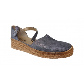 Espadryle damskie skóra szara koturn 4cm r. 38