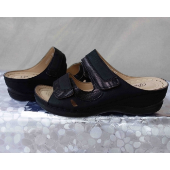 Klapki Damskie z Regulacją Rzepa, Czarne, Rozmiar 36