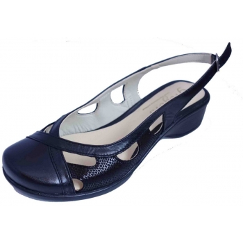 Eleganckie Skórzane Sandały na Sprzączkę - Czarny - Rozmiar 37