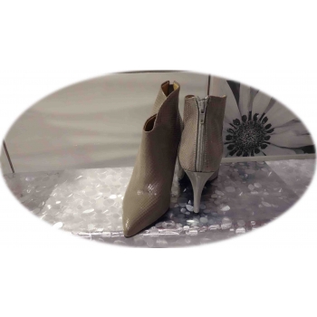 Botki Damskie Skórzane Szpilki 9cm Popiel 37