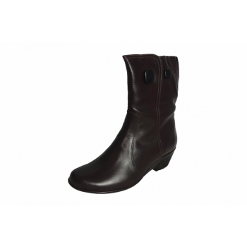 Botki skórzane na szerszą stopę, obcas 5.6 cm, 38