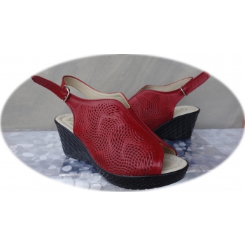 Sandały damskie skórzane, czerwone, 6,5cm, nr.41