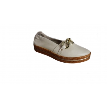 Mokasyny czołenko wsuwane łancuch platorma beige 41