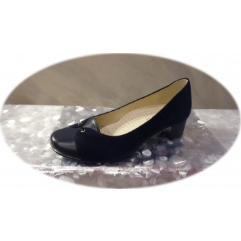 Eleganckie Czółenka Damskie Granat Skóra 5cm 36
