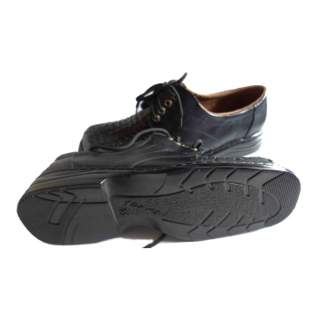 Buty Męskie Skórzane w Kolorze Czarnym, Rozmiar 45