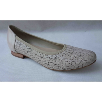 Eleganckie skórzane baleriny - beż, tęgość G1/2, r. 39