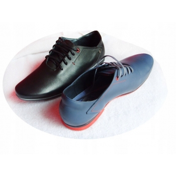 Wygodne Skórzane Buty Męskie Granat R. 39
