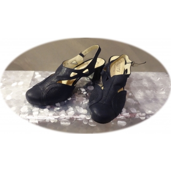 Sandały Damskie Granat Skóra Naturalna 38