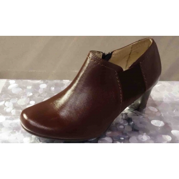 Botki czółenko damskie brązowe, skóra naturalna, obcas 5,5 cm, rozmiar 37