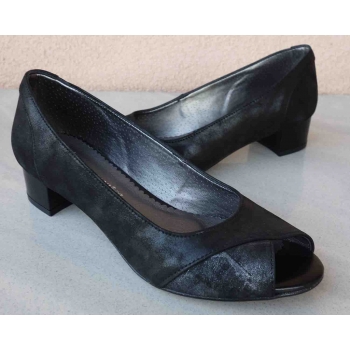 Eleganckie czółenko bez palców, skóra naturalna, czarne 37