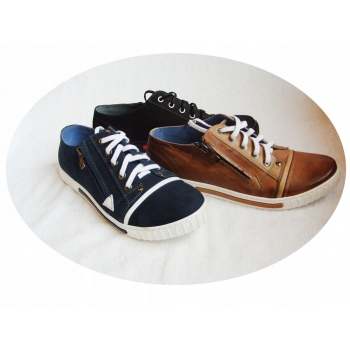 Męskie Półtrampki MOSKAŁA - Granatowe Skórzane, Rozmiar 45