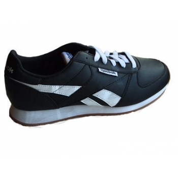 REEBOK Męskie Adidasy Czarne/Białe | 43-13 | Skóra Ekologiczna