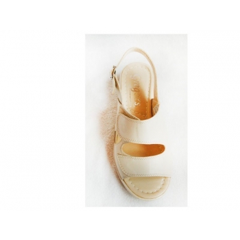 Beżowe sandałki skórzane szeroka stopa 40