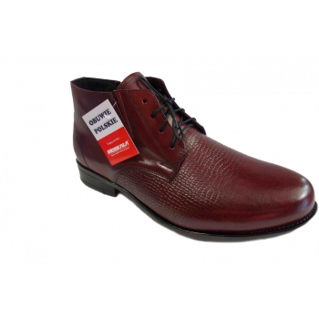 Eleganckie kozaki męskie na szeroką stopę - bordo 44