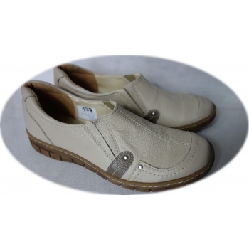 Buty Mokasyny Beżowe - Skóra Naturalna - Nr. 37
